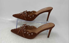 Load image into Gallery viewer, Liliana Womens Caprice-2 Brown Silver Tone Pointed-Toe Studded Mule Heels Size 6
