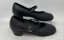Load image into Gallery viewer, Dancer Only Girls Black Leather Block Heel Dance Tap Shoes Size 20.5 US 5.5
