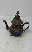 Load image into Gallery viewer, Bronze Color Etched Collectible Jewels Teapot With Handle &amp; Lid

