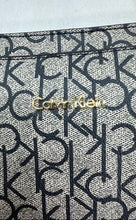 Load image into Gallery viewer, Calvin Klein Womens Gray Black Monogram Double Handle Shoulder Tote Bag
