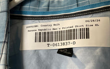 Load image into Gallery viewer, Banana Republic Mens Blue White Plaid Short Sleeve Button-Up Shirt Size XL
