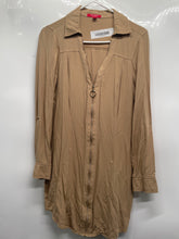Load image into Gallery viewer, Guess Womens Brown Long Sleeve Collared Front Zip Shirt Dress Size Small
