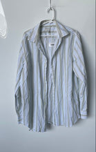 Load image into Gallery viewer, Banana Republic Mens White Green Striped Long Sleeve Dress Shirt XL 17-17.5
