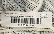 Load image into Gallery viewer, Karl Lagerfeld Womens White Black Tweed Long Sleeve Cropped Blazer Jacket Size 4
