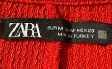 Load image into Gallery viewer, Zara Womens Red Short Puff Sleeve Round Neck Pullover Blouse Top Size Medium
