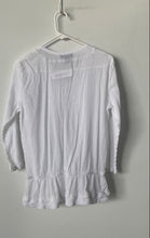 Load image into Gallery viewer, Lauren Ralph Lauren Womens White 3/4 Sleeve Lace-Up Front Tie Tunic Blouse Sz M
