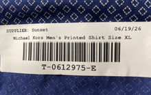 Load image into Gallery viewer, Michael Kors Mens Blue Geometric Print Cotton Slim Fit Dress Shirt Size XL
