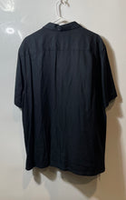 Load image into Gallery viewer, Perry Ellis Mens Black Short Sleeve Spread Collar Button-Up Shirt Size Large
