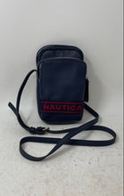 Load image into Gallery viewer, Nautica Womens Navy Blue Pebbled Embroidered Logo Zipper Phone Crossbody Purse
