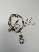 Load image into Gallery viewer, Silver Stamped/Unstamped Necklace-Earrings-Ring (7Pcs) Weight 30.4g
