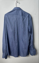 Load image into Gallery viewer, Hugo Boss Mens Blue Printed Long Sleeve Regular Fit Dress Shirt Size 43/17
