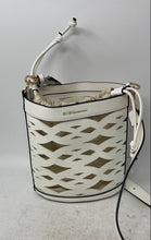 Load image into Gallery viewer, BCBGeneration Womens White Faux Leather Shoulder Strap Hammock Cutout Bucket Bag
