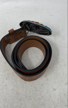 Load image into Gallery viewer, Vintage Unisex Brown Embossed Floral Leather Longhorn Buckle Cowboy Western Belt
