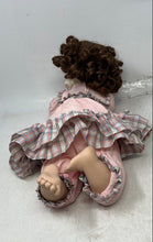 Load image into Gallery viewer, My Baby Bright Eyes Brown Hair Laying Down Porcelain Doll In Pink Dress

