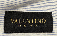 Load image into Gallery viewer, Authentic Valentino Roma Mens Blue White Striped Long Sleeve Dress Shirt Sz 17.5
