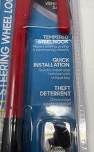 Load image into Gallery viewer, BDK Red Black Universal Fit Car Anti-Theft Steering Wheel Lock Factory Sealed
