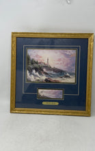 Load image into Gallery viewer, Thomas Kinkade Clearing Storms Accent Lighthouse Gold Frame Psalm Art Painting
