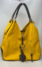 Load image into Gallery viewer, Unbranded Womens Brown Yellow Leather Inner Pockets Double Handle Shoulder Purse
