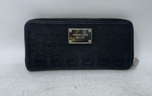 Load image into Gallery viewer, Michael Kors Womens Black Signature Print Credit Card Slot Zip-Around Wallet
