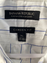 Load image into Gallery viewer, Banana Republic Mens White Blue Striped Cotton Camden Fit Button-Up Shirt Sz XL
