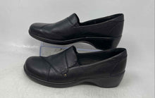 Load image into Gallery viewer, Clarks Womens Black Leather Round Toe Low Heel Slip-On Loafer Shoes Size 9.5M

