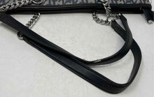Load image into Gallery viewer, Calvin Klein Womens Black Gray Monogram Print Double Handle Chain Strap Tote Bag
