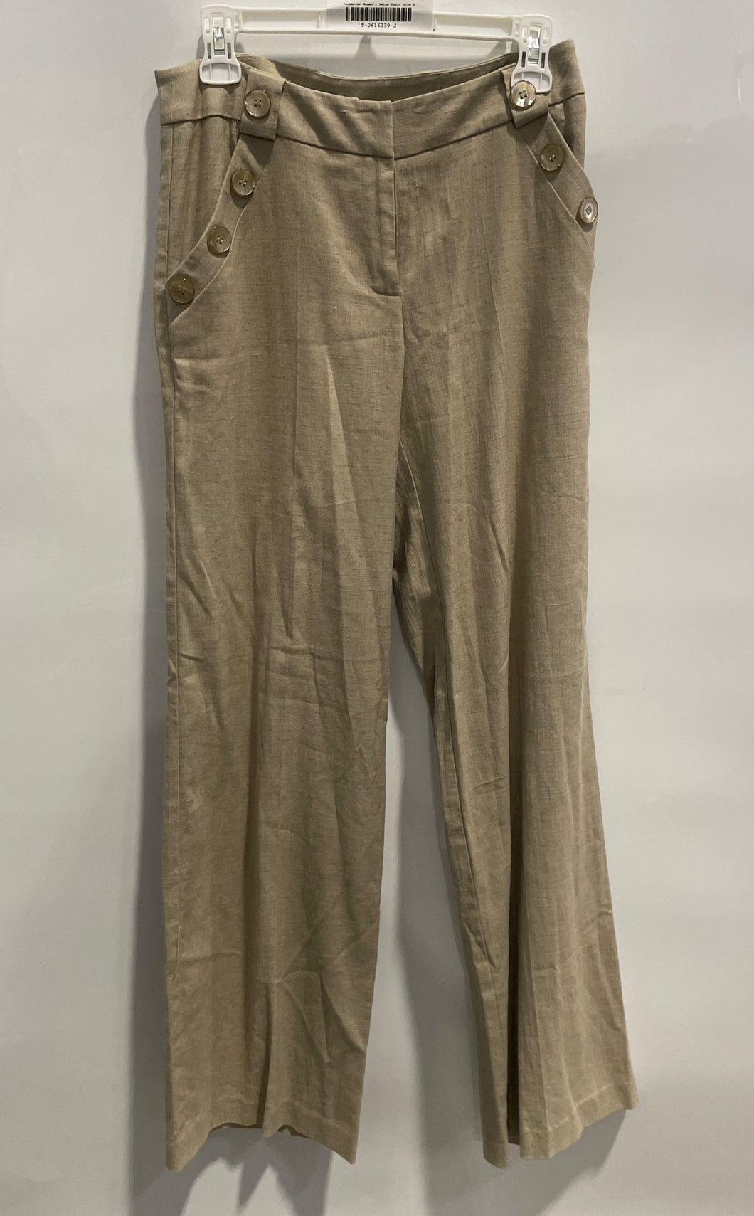 Parameter Womens Beige Linen Flat Front Slash Pocket Wide-Leg Cropped Pants 4