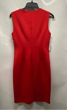 Load image into Gallery viewer, Calvin Klein Womens Red Sleeveless Crew Neck Back Zip Sheath Dress Size 8
