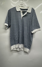 Load image into Gallery viewer, Buffalo David Bitton Mens Navy Blue Geometric Print Short Sleeve Polo Shirt Sz L
