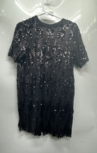 Load image into Gallery viewer, Zara Basic Womens Black Sequin Short Sleeve V-Neck Pullover Shift Dress Size S
