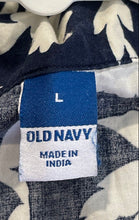 Load image into Gallery viewer, Old Navy Womens Blue White Floral Cotton Collared Cut Out Midi Shirt Dress Sz L
