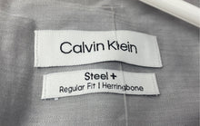 Load image into Gallery viewer, Calvin Klein Mens Gray Herringbone Regular Fit Dress Shirt Size XL 17.5 34/35

