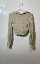 Load image into Gallery viewer, Zara Womens Beige Long Sleeve Collared Cropped Blouse Top Size XS
