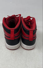 Load image into Gallery viewer, Nike Boys Air Jordan 1 Mid Red And Black Leather Sneakers Shoes Size 1.5Y
