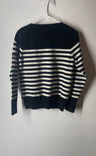 Load image into Gallery viewer, Karl Lagerfeld Womens Black White Striped Pullover Sweater Size Small
