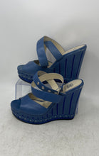 Load image into Gallery viewer, ML Womens Blue Open Toe Adjustable Buckle Wedge Platform Sandal Size EUR 40
