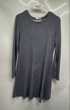 Load image into Gallery viewer, Gap Womens Blue Gray Ribbed Knit Long Sleeve Crew Neck Swing Dress Size Medium
