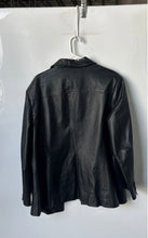 Load image into Gallery viewer, Dunne &amp; Cole Womens Black Leather Long Sleeve Button-Front Blazer Jacket Size XL
