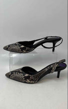 Load image into Gallery viewer, Michael Kors Womens Black Brown Snake Print Kitten Slingback Heels Size 8.5M
