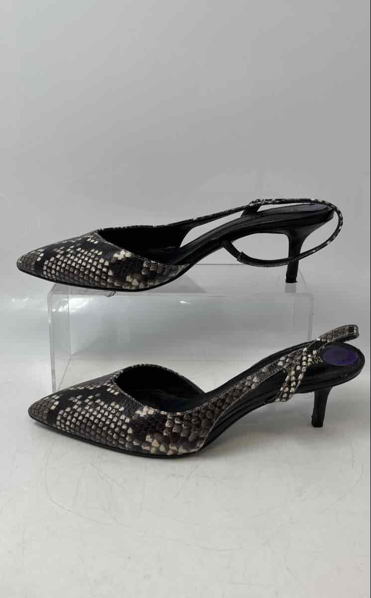 Michael Kors Womens Black Brown Snake Print Kitten Slingback Heels Size 8.5M