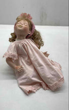 Load image into Gallery viewer, Blonde Curly Hair Closed Eyes Porcelain Doll In Removable Pink Dress
