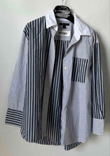 Load image into Gallery viewer, Banana Republic Womens Gray Striped Cotton Long Sleeve Button-Up Shirt Size S
