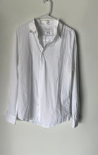 Load image into Gallery viewer, Calvin Klein Mens White Long Sleeve Collared Stretch Button-Up Shirt Size Large
