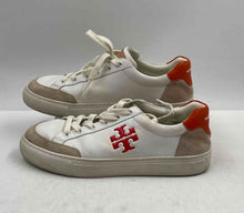 Load image into Gallery viewer, Authentic Tory Burch Womens Andrea White Orange Lace-Up Sneaker Shoes Size 8.5M
