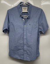 Load image into Gallery viewer, Abercrombie &amp; Fitch Mens Blue Muscle Short Sleeve Button-Up Shirt Size Large
