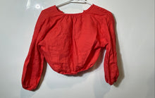 Load image into Gallery viewer, Zara Girls Red Long Sleeve Button Front Cropped Blouse Top Size 11-12
