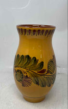Load image into Gallery viewer, Pottery Barn Yellow Brown Floral Round Edge Home Decorative Vase

