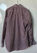 Load image into Gallery viewer, Banana Republic Mens Burgundy White Check Tailored Slim Fit Dress Shirt Size L
