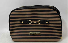 Load image into Gallery viewer, Adrienne Vittadini Womens Saratoga Brown Black Double Top Zip Cosmetic Handbag
