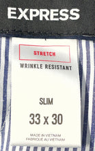 Load image into Gallery viewer, Express Mens Light Blue Wrinkle Resistant Stretch Slim Fit Dress Pants Sz 33x30
